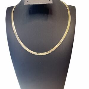 14K Gold Plated Herringbone Chain Necklace 18" + Extender Flat Snake Brand New